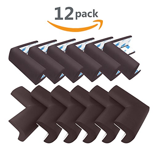 Baby Proof Corner Bumpers, PRObebi Corner Furniture Protectors, Pre-Taped 3M Tape, Guards for Corner, Keep Baby from Sharp Injuries, 12 Pack, Brown