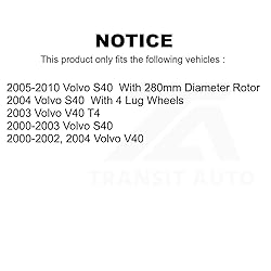 Front Disc Brake Rotors Pair For Volvo S40 V40