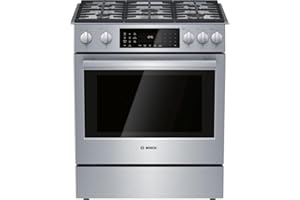 BOSCH 800 Series 30 in. 4.6 cu. ft. Slide-in Dual Fuel Range with Self-Cleaning Convection Oven in Stainless Steel