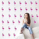 Melissalove 30Pcs Flamingo Wall Decor Stickers Removable Kids Nursery Vinyl Wall Decal Baby Nursery Girl Bedroom Wall Art Wallpaper D364 (Hot Pink)