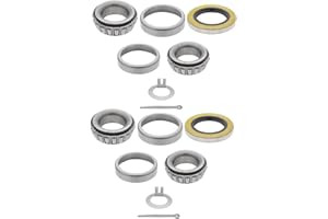 QJZ [2-Sets] 2000-2200 lbs Trailer Axle Bearing Kit fits EZ Lube Spindle 1.000'', L44643/L44610, T-Washer, Cotter Pin, Double Lip Seal 12192TB with 1.250'' ID