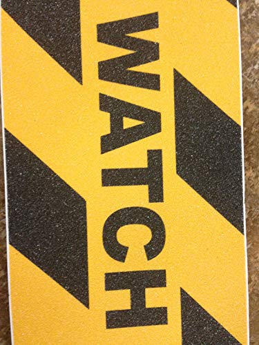 3Pack Watch Your Step Non-Slip Stair Warning Sticker Adhesive Tape Help Prevent Falls Anti Slip Abrasive Treads for Workplace or Home Safety Wet Floor Caution, 6" x 24"