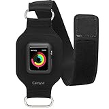 Compatible Apple Watch Armband, 42mm Camyse Adjustable Reflective Bands for Running, Workouts or Any Fitness Activity, Sport Exercise Arm Band for Apple Watch Series 3/2/1 - Black