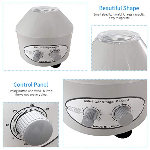 Wellish Laboratory Centrifuge Machine 4000RMP Electric Benchtop Centrifuges 25W/50HZ with Timer Speed Control, 6x20ml Tubes for Lab Laboratory Practice Centrifuge Plasma