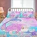 ZOEO Girls Mermaid Twin Bedding Set Pink Blue Unicorn Magic Cat Bed Sheets Sets Cartoon Bedspreads Cute Duvet Cover Set 3 Pieces for Teens