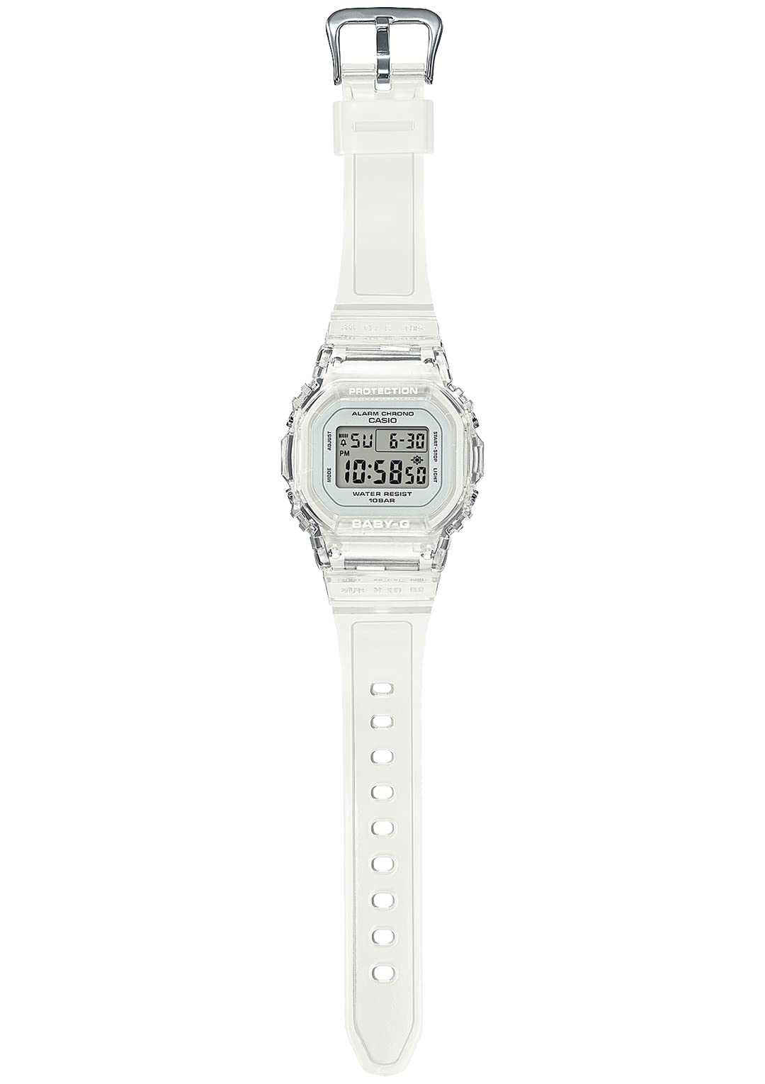 Casio BGD-560 Series Baby-G Wristwatch, white skeleton, Water resistant to 10 ATM