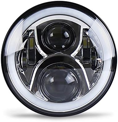 7 Inch Round LED Headlight Halo Ring DRL Amber White Signal for Suv Off-road Vehicles Black 2pcs