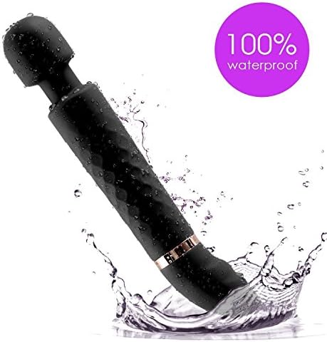 LSZHU Wireless Therapeutic Massager, Medical-Grade Massage Wand with 2 Powerful Vibration Head 20 Modes Rechargeable (Black)