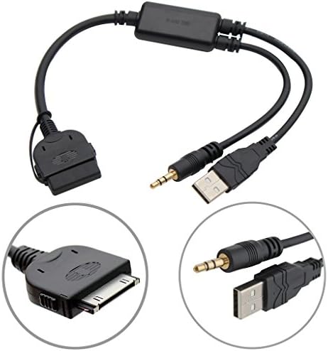 Auxillary Adapter,Yomikoo 3.5mm Connector Car Audio Stereo USB Aux-in Adapter for BMW X1 X3 X5 1 3 5 Series Ipod Support Iphone 4 4S iPod Length 78cm