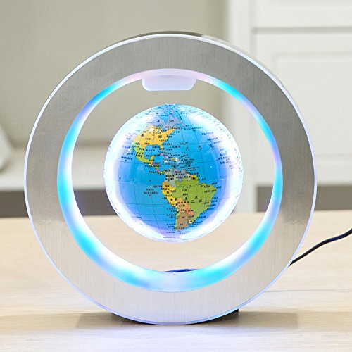 YANGHX Levitation Floating Globe 4inch Rotating Magnetic Mysteriously Suspended in Air World Map Home Decoration Crafts Fashion (Blue)