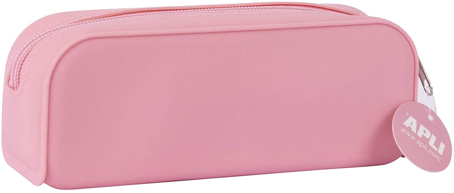 APLI 18417 - Nordik Collection Multi-Purpose Silicone Pencil Case - Pink - School Pencil Case 185 x 75 x 55 mm