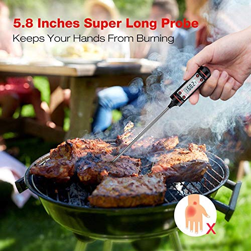 Meat Thermometer Cooking Thermometer [5.8 Inch Long Probe] with Instant Read, LCD Screen, Hold Function for Kitchen Food Smoker Grill BBQ Meat Candy Milk Water - Thumbnail 3