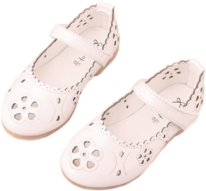 LINKEY Toddler Girl Flower Hollow Out Mary Jane Closed Toe Sandals Princess Dress Shoes