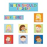 Fun Express - Bulletin Board Cutouts - Kids Pray - Educational - Classroom Decorations - Bulletin Board Decor - 9 Pieces