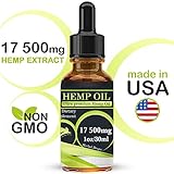 Organic Hemp Seed Oil Drops 17500mg, Full Spectrum, 100% Pure, Natural, CO2 Extracted Herbal Oil, Anti-inflammatory, Help Relieve Pain, Stress and Anxiety