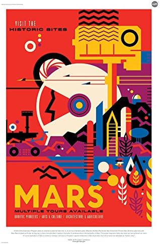Mars: Visit the Historic Sites - NASA JPL Space Tourism Travel Poster - Unframed (12” x 18”)