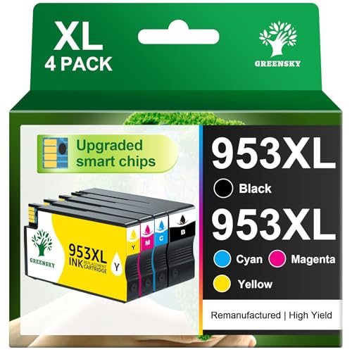 GREENSKY 953 953XL Remanufactured Printer Cartridges for HP 953XL Multipack Compatible with HP OfficeJet Pro 7720 7740 8710 8720 8730 8715 8210 7730 8725, 4 High Range with Chip