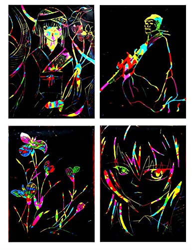image for Meetory 15X Rainbow Space Scratch Paper,Black Coated Art Doodle Pad Pa