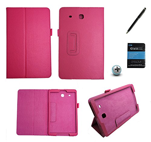 Kit Capa para Galaxy Tab E 9.6 T560/T561 Carteira + Película de Vidro + Caneta Touch (Pink)