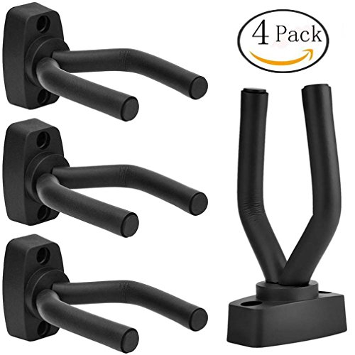 Guitar Hanger Hook Guitar Display Bracket Wall Mounted Guitar Wall Hanger Hook Holder 4 Pack - Fits All Guitars, Bass , Banjo, Etc