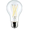 Satco S12463 8 Watt A19 LED Bulb, Clear, 3000K, Medium Base, 120 Volt, 4-Pack