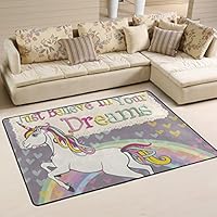 LORVIES Unicorn With A Rainbow Area Rug Carpet Non-Slip Floor Mat Doormats for Living Room Bedroom 36 x 24 inches