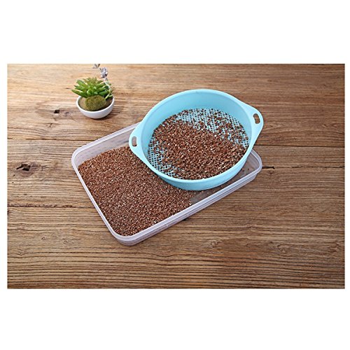 BESTOMZ 4pcs Plastic Garden Sieve Riddle Sifting Pan for Soil Stone Mesh Gardening Tool with Handle (Blue)