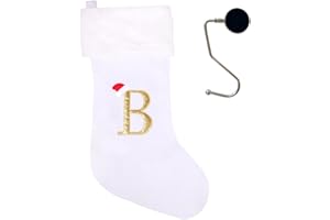 infleesh 20 Inches Monogrammed Christmas Stockings with Letters,Super Soft Christmas Stockings Large Monogram Stockings Red Letter Stockings for Christmas Holiday Xmas Gift…