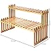 MyGift Natural Bamboo Indoor Plant Stand for Desk, 2 Tier Desktop Shelf Organizer Rack with 2 Slatted Shelves