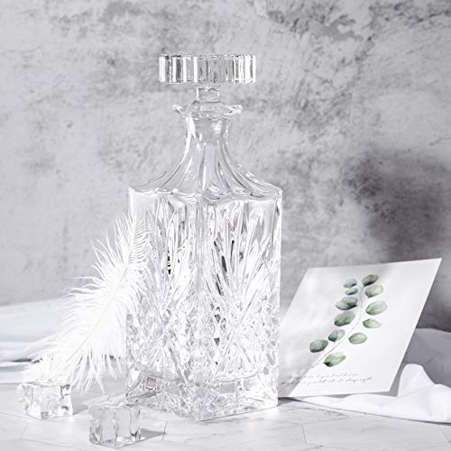 Lighten Life Whiskey Decanter- 25oz/750ml traditional Irish etched Decanter -For Whiskey, Scotch, Bourbon, Vodka, or Wine & Liquor