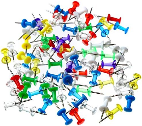 カラフル 画鋲 画びょう 押しピン プラスチック画鋲 プッシュピン おしゃれ 100本入り 化粧箱付き