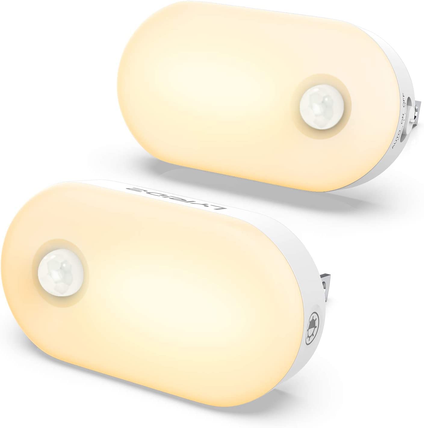 Lyridz LEDセンサーライト 足元灯 コンセント 人感センサーライト 室内 常夜灯 無段階調光 3モード フットライト 省エネ 廊下 寝室 玄関 階段 電球色 【2個セット·PSE取得済·日本語説明書付】