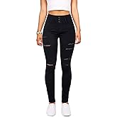 Qazel Vorrlon Women's High Waisted Jeans for Women Ripped Skinny Stretch Distressed Jeans High Rise Butt Lifting Demin Pants