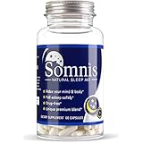 SOMNIS - Natural Sleep Aid - Safe, Effective, Non-Habit Forming Supplement. Extra Strength Sleeping Pills Made with Melatonin, Gaba, and L-Tryptophan - 60 Capsules