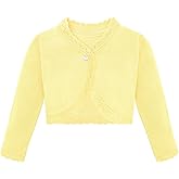 Lilax Little Girls' Knit Long Sleeve Button Closure Bolero Cardigan Shrug