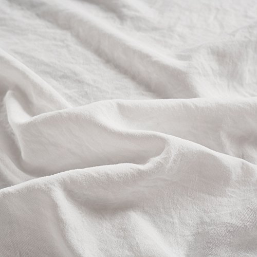 Smoofy Bedding Duvet Cover Set Ball Pom Fringe Bedding Pillowcase Sets (Queen, White)