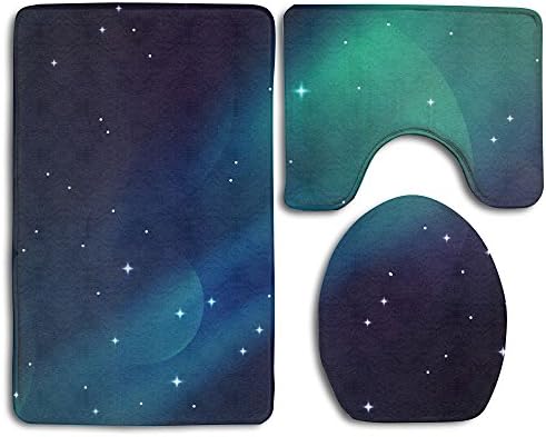 Abstract Galaxy Bathroom Outline Carpet Set Toilet Rug Bath Tub Bath Pad Bathroom Absorption Slip-On Bathroom Rug