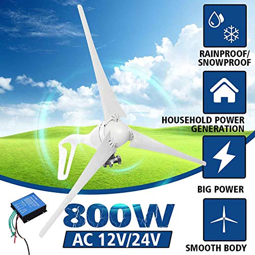 12v 24v 800w風力タービン発電機3枚のブレード家庭用小型風力発電