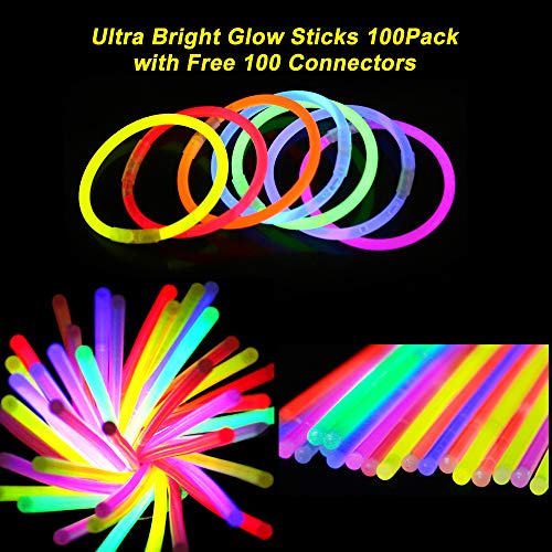 LifBetter 130 Pack Glow Sticks Bulk, 30 PCS Foam Glow Sticks and 100