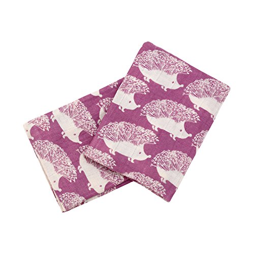 Milkbarn Organic Cotton Burp Cloths (2 pack) (Lavender Hedgehog) - Thumbnail 3