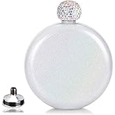 Cute Liquor Flask for Women,Junya Pretty Glitter Coating Whiskey Steel Flasks,Shining Rhinestone Cap,Portable Wine Flask for Drink Wedding Gifts for Women,5 oz