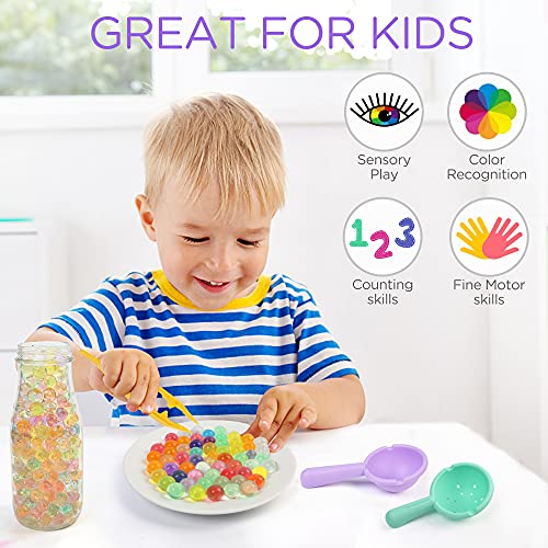 LotFancy Water Beads and Sensory Toys Kit (30000 Small /150 Medium/ 150 Large Water Pearls), Kids Non Toxic Gel Beads Gel Ball with 15 Balloons, 4 Tools for Fine Motor Skill Development, Mixed Color