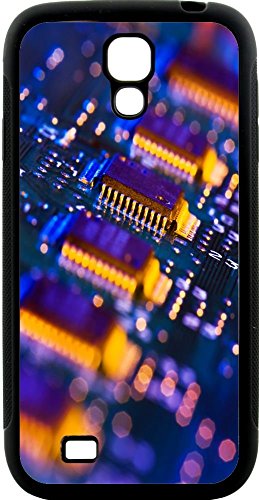 Rikki KnightTM Close-Up Chip Computer Motherboard Design Samsung Galaxy S4 Case Cover (Black Hard Rubber TPU with Bumper Protection) for Samsung Galaxy S4 i9500