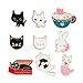 Lovely Cat Brooch Set Cute Cartoon Kitty Rabbit Brooch Pins Enamel Brooches Lapel Pins Clothes Bags Decoration Gifts for Woemn Girls by JoinLove