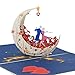 3D Anniversary Card - For Her, Him, Couple, Wife, Husband, Girlfriend, Boyfriend - A Dance on Moon Boat To The Edge Of The World - Anniversary Card for Her,Birthday Card,Valentines Day Card-White