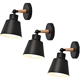 Wall Light fixtures Nordic Modern Industrial Style Wall Sconce Lamps,Aisle Lights Corridor Lamp Bedside Reading Light E26/E27(Color : Black),for Living Room Decor Lighting 3 Pack