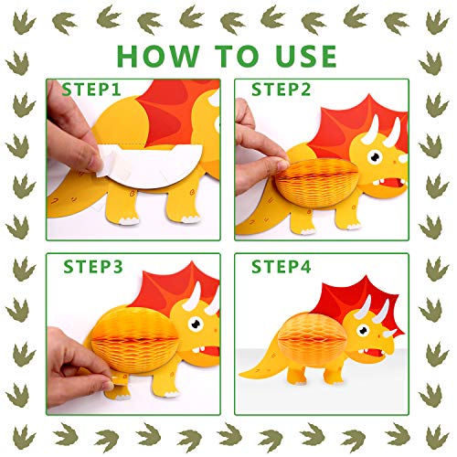 6 Dinosaur+Volcano+Centerpieces+Honeycomb+Decorations