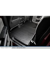 MAXFLOORMAT Juego completo de alfombras para piso para Ford F 150 SuperCrew 2015 2017 con asientos delanteros de butaca. Color negro.