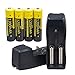 New Fast Lithium Battery 16430 18650 14500 Charger with 3.7V 18650 Li-ion Rechargeable Batteries, 4 Pack - High Protective Real 1200mAH Batteries
