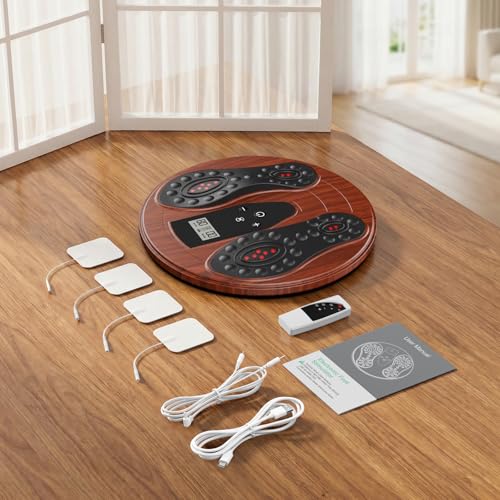 Medic Circulation Machine Blood Booster for Feet and Legs, EMS Muscle Stimulator with Red Light Therapy (660 nm + 850 nm), Electric Foot Massagers for Pain and Circulation with 4 TENS Electrode Pads